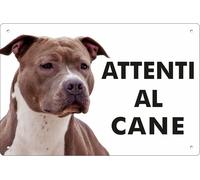 PITBULL cartello targa Attenti al Cane in metallo Alluminio Rigido, 3mm 30x40
