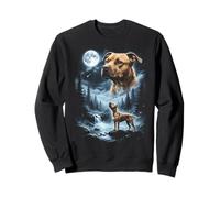 Pitbull Che Ulula alla Luna retrò degli Anni '90 Pittie Dog Felpa