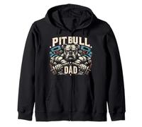 Pitbull Dad Muscle Pitbull per gli uomini Allenamento e festa del papà Felpa con Cappuccio
