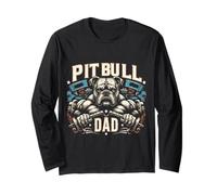 Pitbull Dad Muscle Pitbull per gli uomini Allenamento e festa del papà Maglia a Manica