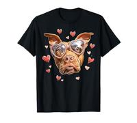 Pitbull Dog - Occhiali a Forma di Cuore per San Valentino Maglietta