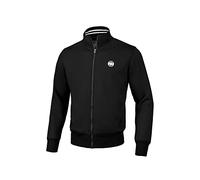 PITBULL - Felpa da Uomo con Zip Oldschool Small Logo, Giacca Classica con Colletto Alto, Maniche a Costine, vestibilità Slim, Look Sportivo