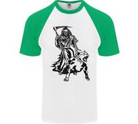 Pitbull Grim Reaper Cane Teschio Satana Demonio DA UOMO S/S Baseball T-Shirt
