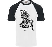 Pitbull Grim Reaper Cane Teschio Satana Demonio DA UOMO S/S Baseball T-Shirt