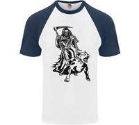 Pitbull Grim Reaper Cane Teschio Satana Demonio DA UOMO S/S Baseball T-Shirt