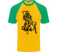 Pitbull Grim Reaper Cane Teschio Satana Demonio DA UOMO S/S Baseball T-Shirt