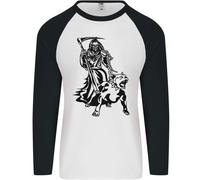 Pitbull Grim Reaper Cane Teschio Satana Demonio Uomo L/S Baseball T-Shirt