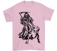 Pitbull Grim Reaper Cane Teschio Satana Demonio Uomo T-Shirt 100% Cotone