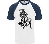 Pitbull Grim Reaper Teschio Di Cane Satana Demone Uomo S/S Maglietta Baseball