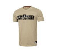 PITBULL - Maglietta da Uomo Classic Boxing, Taglio Aderente, Maglietta Classica Uomo, Maglietta in Cotone Uomo, Collo Rotondo Maglietta Uomo - M, Beige