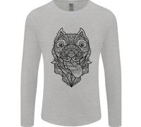 Pitbull Mandala Art Dog Lover Uomo Manica Lunga T-Shirt