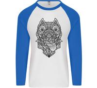 Pitbull Mandala Arte Cane Amante Uomo L/S Baseball T-Shirt