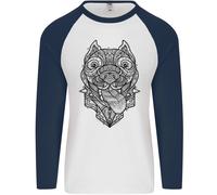 Pitbull Mandala Arte Cane Amante Uomo L/S Baseball T-Shirt
