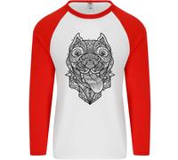 Pitbull Mandala Arte Cane Amante Uomo L/S Baseball T-Shirt