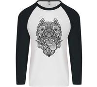Pitbull Mandala Arte Cane Amante Uomo L/S Baseball T-Shirt