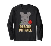 Pitbull Rescue Pit Face - Funny Cute Pitbull Lovers Maglia a Manica
