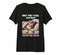 Pitbull Ruba Il Tuo Cuore e Poi Il Tuo Cane Che Dorme a Letto Pit Bull Maglietta Premium