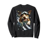 Pitbull Sci con Neve e Fiocchi di Neve Cane Invernale Felpa
