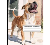 Pitbull Standing Outside Barking College Ruled Composition Notebook: Dog Theme Notebook 7.5 Inches x 9.25 Inches 110 Pages