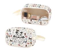 Pitbull, trousse trasparente per trucchi, con manico, in pelle PU, con manico, idea regalo per amanti della mamma, Pitties Pu, No