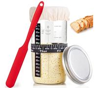 PITCH + PULSE Starter Kit per Pasta Madre, 730ml Vetro Fermentato con Termometro, Nastro Alimentazione Data, Spatola, Contenitore per la Cottura del Pane a Lievito Naturale