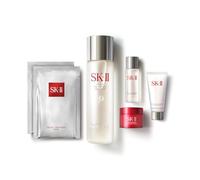Pitera Bestseller Set da SK-II per unisex - 6 pezzi 8 oz trattamento viso essenza, 28,3 g trattamento viso lozione trasparente, crema Skinpower 11,3 g, 2 maschere per il trattamento viso, 14,2 g