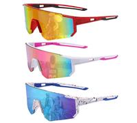 PITFEROCE Confezione da 3 occhiali da sole polarizzati per bambini, ragazzi e ragazze, occhiali da baseball per ciclismo, corsa, softball, protezione UV400, A1: confezione da 3 pezzi, rosso, rosa, blu
