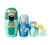 PithCogent 5 Pezzi di Bambole Russe Che nidificano, Simpatico Set di Bambole Russe per presepe, Bambola Russa in Legno, Figurine del presepe Giocattoli per Decorazioni Natalizie