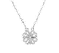PithCogent Collana a quattro foglie, catena al collo a forma di cuore per donne e ragazze per San Valentino, anniversari, compleanni, argento