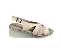Pitillos 11013 Sandali da donna in pelle con fascia dorata, crema, 40 EU