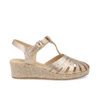 PITILLOS - Sandali a pala,pelliccia,zeppa,piattaforma imitazione a sparto,espadrilla,suola in gomma,romana per: donna, oro, 37 EU, Romana