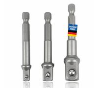 Pitlane Performanc® Set di 3 adattatori per bussola, 1/4", 3/8", 1/2", quadrato su codolo esagonale, Cr-V, acciaio al cromo-vanadio, per trapani a batteria, trapani e driver, coppia massima 72 Nm