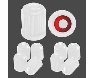 Pitlane Performance® 10 Tappi Coprivalvola per Pneumatici - Compatibili con Auto, SUV, Moto, Bici - Coperture Valvola Schrader Resistenti con Guarnizione Interna (Bianco)