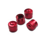 Pitlane Performance® Cappucci valvola in alluminio set da 4 - Tappi per valvole Schrader - Per auto, SUV, moto e bici (Rosso, Racing)