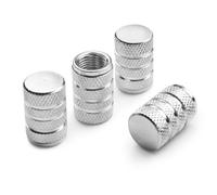 Pitlane Performance® Cappucci valvola in alluminio set da 4 - Tappi per valvole Schrader - Per auto, SUV, moto e bici (Argento, Comfort)