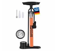 Pitlane Performance® Pompa ad aria con manometro - 42 cm Pompa a pedale con barometro fino a 11 bar Compatibile con valvole Schrader, Presta, Dunlop Pompa per bici con ago per palloni e adattatori