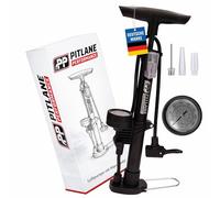Pitlane Performance® Pompa ad aria con manometro 42 cm Pompa a pedale con barometro fino a 11 bar Compatibile con valvole Schrader, Presta, Dunlop (Nero 43 cm)