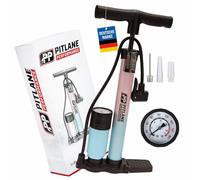 Pitlane Performance® Pompa ad aria con manometro 42 cm Pompa a pedale con barometro fino a 11 bar Compatibile con valvole Schrader, Presta, Dunlop (Candy 42 cm)