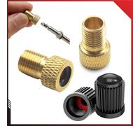 Pitlane Performance® Set Adattatori Valvola Bici; Adattatori in Ottone per Valvole Presta; 2 Adattatori Presta-Schrader + 2 Cappucci Protettivi per Bici, E-Bike (Set da 4)