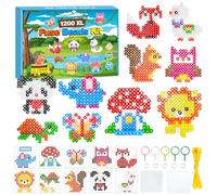 PITMT 10mm Perline da Stirare Kit Completo, 1200 PCS XL Perline a Fusione 10 Colori con Base per Fuse Beads, 10 Modelli 3 Carta Stiro 5 Portachiavi e Accessori per Bambini Artigianato Regali