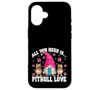 Pittie Mom Gnome Graphic All You Need Is Pitbull Love Custodia per iPhone 16