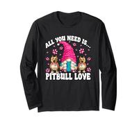 Pittie Mom GNOME Graphic all You Need Is Pitbull Love Maglia a Manica