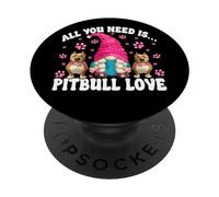 Pittie Mom Gnome Graphic All You Need Is Pitbull Love PopSockets PopGrip Adesivo