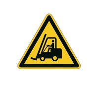 Pittogramma adesivo - da terra - "Attenzione passaggio carrelli" - lato 43 cm -