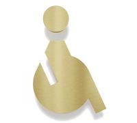 Pittogramma per WC in ottone - autoadesivo & opaco spazzolato - Design cartello WC - Sedia a rotelle SB-01-M