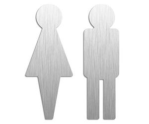 Pittogrammi per Porte - Donna Uomo | Set di 2 Acciaio inossidable H=160 mm autoadesivo Ofform Design No.1102