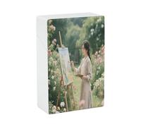 Pittore che tiene un pennello Portasigarette Scatola di sigarette in plastica impermeabile Portasigarette vintage per uomo e donna Piccolo portasigarette divertente per sigarette normali da 85 mm Ki