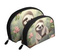 Pittoresca Mountain - Set di 2 trousse portatili per trucchi con cerniera, da viaggio, per cosmetici, Carino bradipo bambino, Taglia unica
