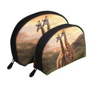 Pittoresca Mountain - Set di 2 trousse portatili per trucchi con cerniera, da viaggio, per cosmetici, Coppia di giraffe., Taglia unica