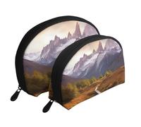Pittoresca Mountain - Set di 2 trousse portatili per trucchi con cerniera, da viaggio, per cosmetici, Montagna pittoresca, Taglia unica